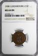 1/2 Centimes Luxembourg William III 1908 2- NGC MS64 BN 1 GRADED HIGHER KM# 21(1)