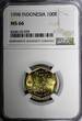100 Rupiah INDONESIA 1998  Buffalo Racing NGC MS66 GEM BU KM# 53 (039)