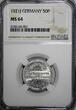 50 Pfennig Germany,Weimar Republic 1921 J  NGC MS64 1 GRADED HIGHER KM#27 (001)