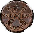 1/12 Skilling SWEDEN Gustaf IV Adolf 1802  NGC MS64 RB Nice Toning KM# 563 (007)