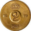 Bronze Sweden Gustaf VI  1959 TS 2 Ore GEM BU Toned KM# 821 (21 956) Uncertified