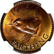 United Kingdom 1945 Farthing 1945 Great Britain George VI Bronze  NGC MS64 RB RED TONING KM# 843 (64)