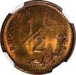 1/2 Cent Rhodesia Bronze 1975  NGC MS66 RB TONING TOP GRADED BY NGC KM# 9 (024)