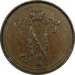 10 Pennia Finland Nicholas II Copper 1907  Mintage-503,000 KM# 14 (298) Uncertified