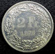 2 Francs SWITZERLAND Copper-Nickel 1976  PROOF LIKE FLASHY KM# 21a.1 (23 364) PP