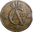 1 SKILLING SWEDEN 1802  OVERSTRUCK ON 2 ORE S.M. 1764 FULL DATE KM#566 (2355A) Uncertified