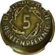 5 Rentenpfennig Germany-Weimar 1924 A  NGC MINT ERROR AU55 SCARCE KM# 32 (031)