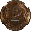 2 Santimi LATVIA Bronze 1939  NGC MS64 RB 1 YEAR TYPE Mint Luster KM# 11.2 (022)