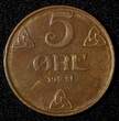 5 Øre NORWAY Haakon VII Bronze 1951  27 mm KM# 368 (27 619) Uncertified