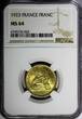 1 Franc FRANCE Aluminum-Bronze 1923  NGC MS64 GAD-468 KM# 876 (062)