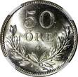 SWEDEN Gustaf V SILVER 1936 G 50 Ore Long 