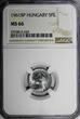 Hungary Aluminum 1961 BP 5 Fillér NGC MS66 TOP GRADED BY NGC KM# 549 (042)