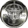 Sweden Gustaf V Silver 1930 G 10 Ore NGC MS64 GEM BU KM# 780 (047)