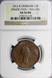 12 Skilling Denmark 1812 IC  Struck Over 1 Skilling NGC AU50 BN KM# 673.1 (135)