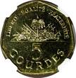 5 Gourdes Haiti 2013  Haitian statesmen NGC MS64 Heptagon GEM BU KM# 156 (027)