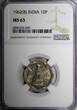 India-Republic Copper-Nickel 1962 (B) 10 Naye Paise Bombay NGC MS63 KM# 24.2 (9)