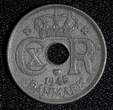 Denmark Christian X German Occupation Zinc 1945 25 Ore WWII Issue KM# 823.2a (3) Uncertified