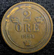 Sweden Oscar II Copper 1894 2 Ore Mintage-585 ,512 KM# 746  (23 122) Uncertified