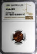 1/6 Skilling SWEDEN Oscar I Copper 1849  Mintage-536,544 NGC MS64 RB KM# 656 (88)