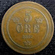 Bronze SWEDEN Oscar II (1872-1907)  1887 5 ORE Mintage-250,641 KM# 736 (22 965) Uncertified