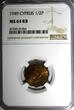 1/2 Piastre Cyprus BRITISH COLONY 1949  NGC MS64 RB 1 YEAR TYPE KM# 29 (054)