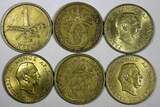 1 KRONE DENMARK LOT OF 6 COINS 1926-1958  KM# 837.2 ;KM# 824.1 ;835 ;824.2 (090) Uncertified