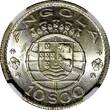 10 Escudos ANGOLA Portuguese Colony Silver 1955  NGC MS64 GEM BU KM# 73 (027)