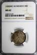 20 Centavos Mexico SECOND REPUBLIC Silver 1900 MO M  NGC MS62 Toned KM# 405.2(1)