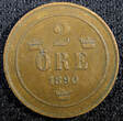 1889 Sweden Oscar II Copper 1890 2 Ore KM# 746  (23 132) Uncertified