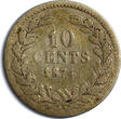 10 Cents Netherlands William III Silver 1874 Sword in scabbard  SCARCE KM# 80(76) Uncertified