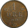 1 Öre Sweden Oscar II Bronze 1878  Large letters aUNC KM# 745 (21 927)