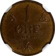 Bronze Norway Haakon VII  1937 1 Ore NGC MS62 BN KM# 367 (100)
