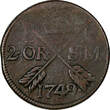 Sweden Fredrik I Copper 1749 2 Ore, S.M.Silvermynt Mintage-313,000 KM#437 (318) Uncertified