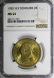 2 Kroner Denmark Frederik IX Aluminum-Bronze 1952 N S  NGC MS64 31mm KM# 838.1(1)