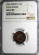 1/6 Skilling SWEDEN Carl XIV Johan 1832  NGC MS62 BN PLAIN BORDER KM# 634 (032)