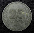 25 Cents Netherlands Wilhelmina I Zinc 1943  WWII Issue BETTER DATE KM# 174 (477) Uncertified