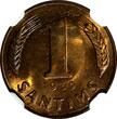 1 Santims LATVIA Bronze 1939  NGC MS64 RB Nice Red Toning BU KM# 10 (116)