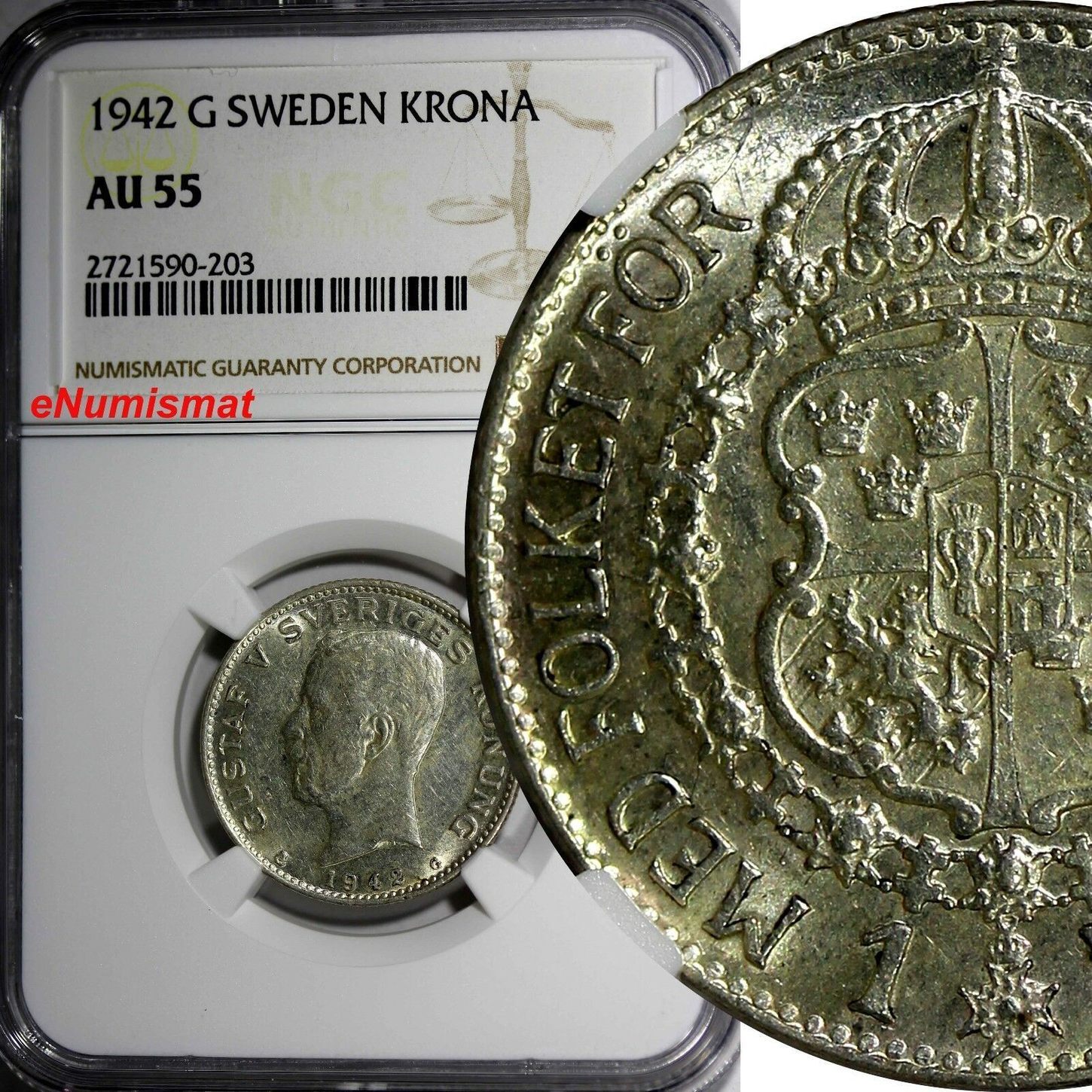 1 Krona Sweden Gustaf V Silver 1942 G Ngc Au55 Key Date Rare Km 786 2 203 Ma Shops