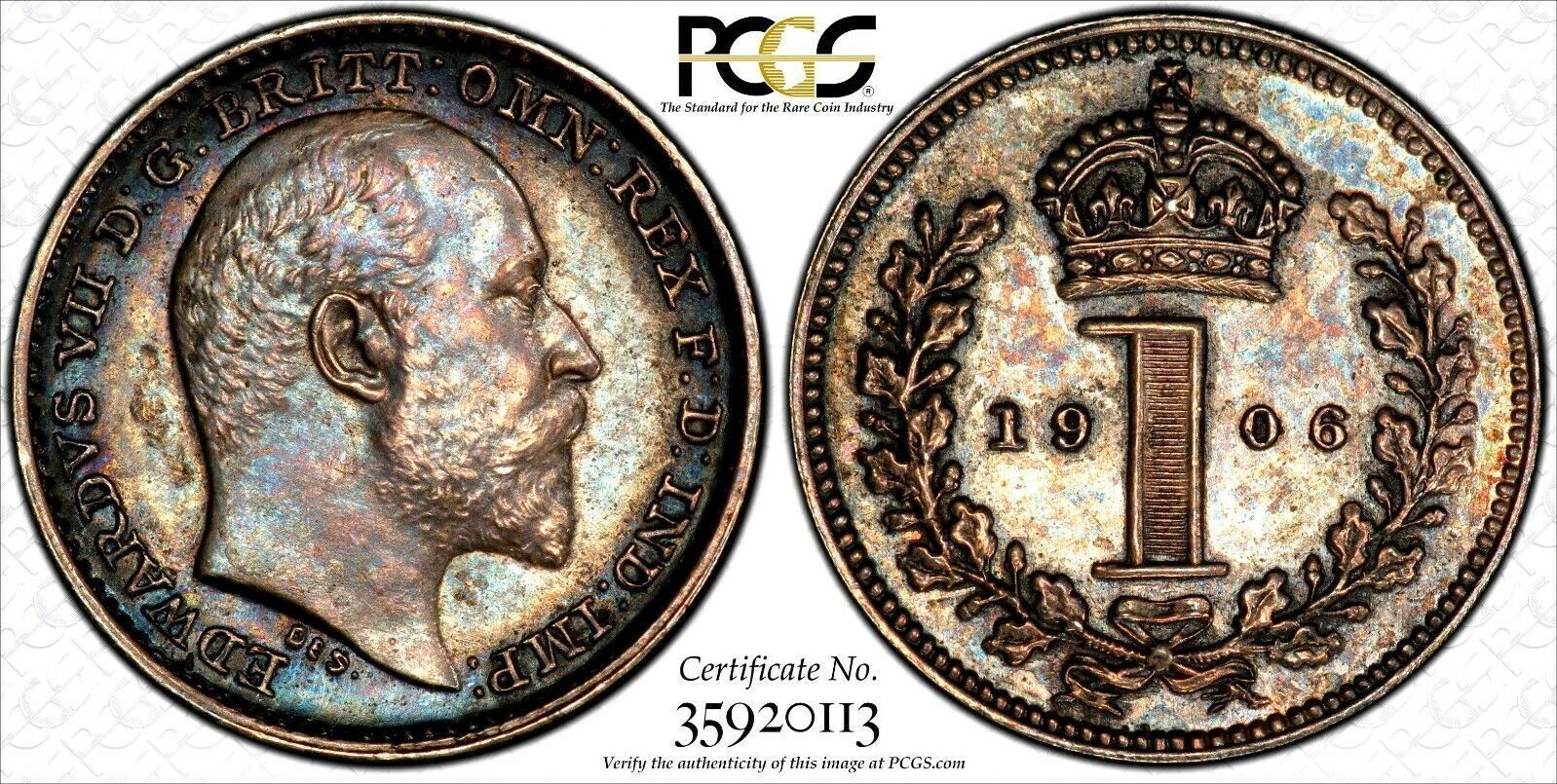 United Kingdom 1 Penny Great Britain Edward VII Silver 1906 PCGS PL63 ...