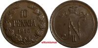 Finland Nicholas II Copper 1916 10 Penniä KM# 14 (18 748) Uncertified
