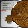 2 Öre Sweden Bronze 1912  NGC MS63 RB BETTER KEY DATE Mintage-445,750 KM# 778 (3)