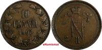 Finland Nicholas II Copper 1905 10 Penniä Mintage-500,000 KM# 14 (18 737) Uncertified
