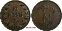 Finland Nicholas II Copper 1911 10 Penniä Mintage-370,000 KM# 14 (18 742) Uncertified