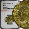 5 Markkaa Finland Brass 1950 H  NGC MS63 1 GRADED HIGHEST KM# 31a (016)