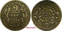2 Francs TUNISIA Chambers of Commerce 1343/1924  Mintage 500,000 KM# 248 (18 949) Uncertified