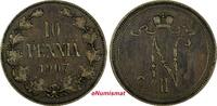 10 Pennia Finland Nicholas II Copper 1907  Mintage-503,000 KM# 14 (19 043) Uncertified