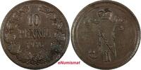 10 Pennia Finland Nicholas II Copper 1916  KM# 14 (19 044) Uncertified