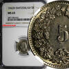 Switzerland 5 Rappen 1942 SWITZERLAND Copper-Nickel 1942 B  NGC MS63 HEL... 42,94 EUR  zzgl. 12,88 EUR Versand