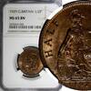 United Kingdom 1/2 Penny Great Britain George V Bronze 1929  NGC MS65 BN TOP GRADED KM# 37 (005)