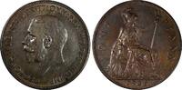 United Kingdom 1 Penny GREAT BRITAIN George V Bronze 1935 NICE TONING KM# 838 (19 498) -